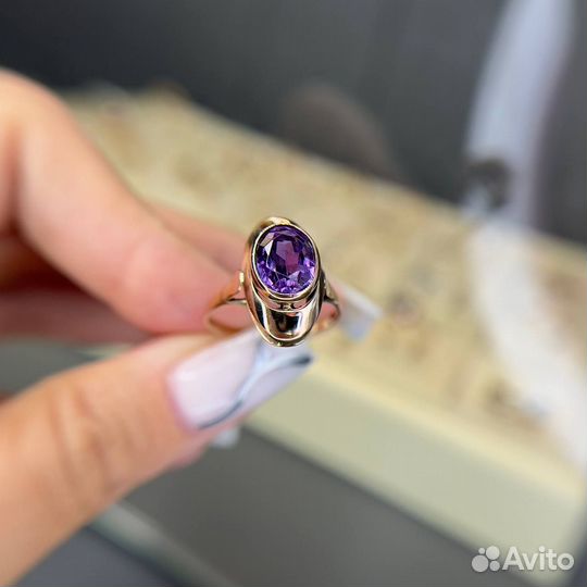 Золотое кольцо с александритом СССР 583 золото