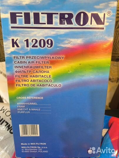 Фильтр салонный Filtron К 1209