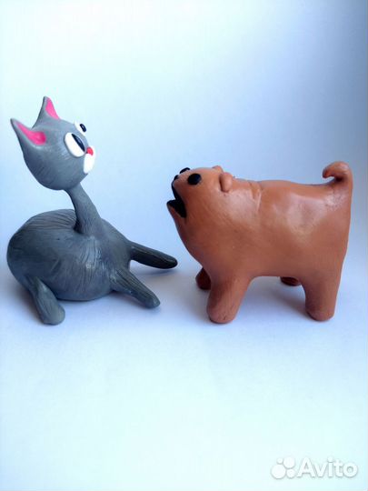 Кот Лапша и собака Булочка/ Нудл и бан, фигурки