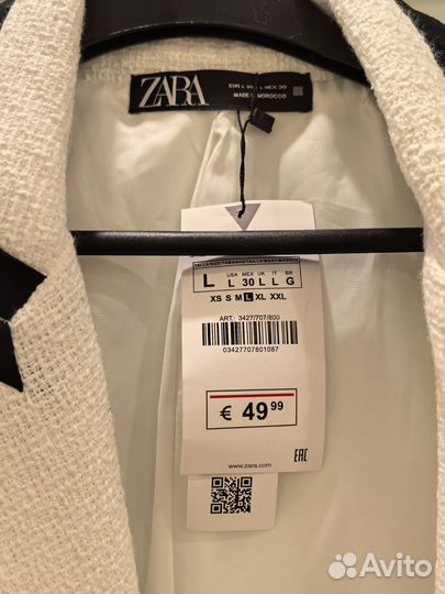 Твидовый пиджак zara l