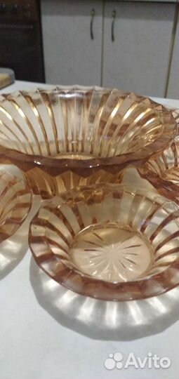 Ваза и розетки под варенье цветное стекло СССР