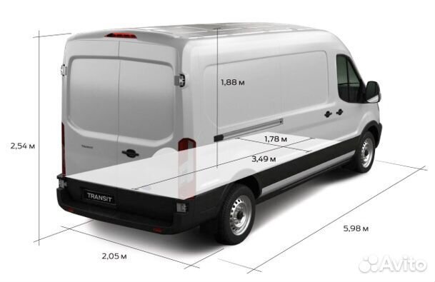 Ford Transit Custom габариты грузового отсека