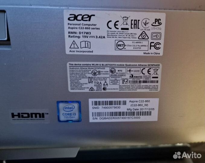 Моноблок acer aspire c22 860