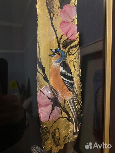 Картины на орлином пере акрилом