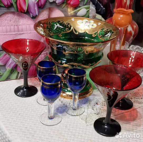 Рюмки кобальт, креманки