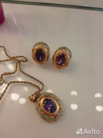 Набор кулон и серьги люкс бижутерия