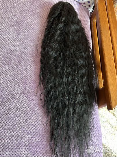 Парик черный на сетке 1 метр Премиум волос