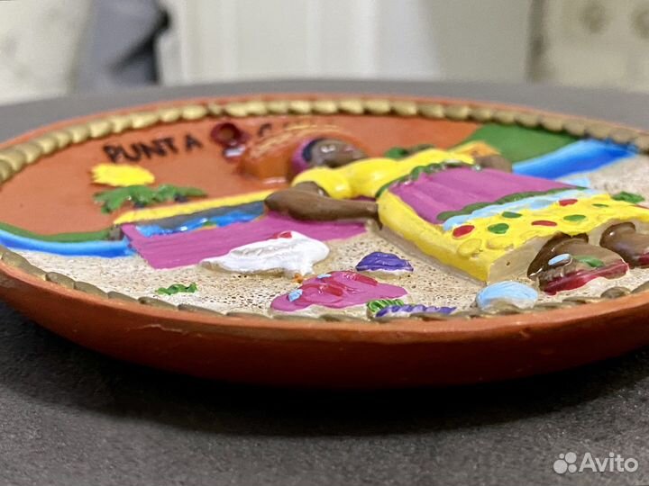 Тарелка Доминикана сувенир глина ручная работа