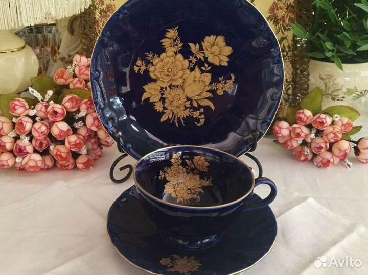 Чай/кофе трио Bareuther Кобальт Золотой букет