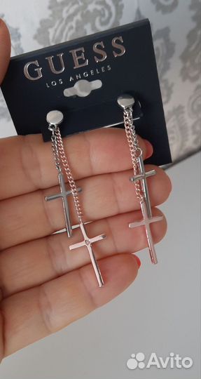 Серьги/крестики, 2 в 1, guess, оригинал
