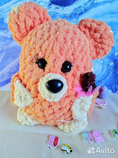 Мягкая игрушка из плюшевой пряжи Лиса