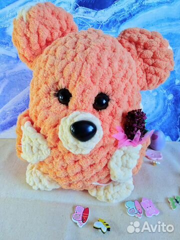 Мягкая игрушка из плюшевой пряжи Лиса