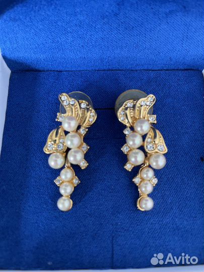 Серьги c жемчугом и кристаллами Сваровски
