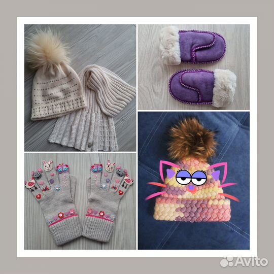 Шапочка снуд варежки перчатки