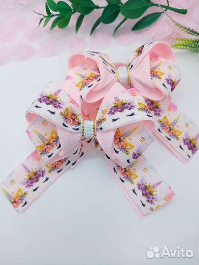Бантики для волос с единорогом