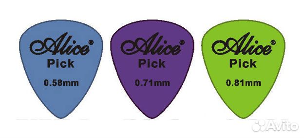 AP-12H Медиаторы, нейлон, разноцветные, толщина 0.58-0.81, 12шт, Alice