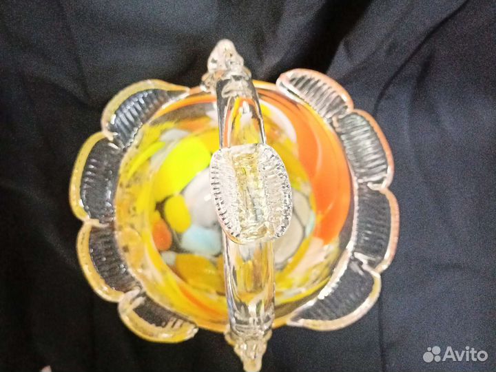 Ваза корзинка цветное стекло