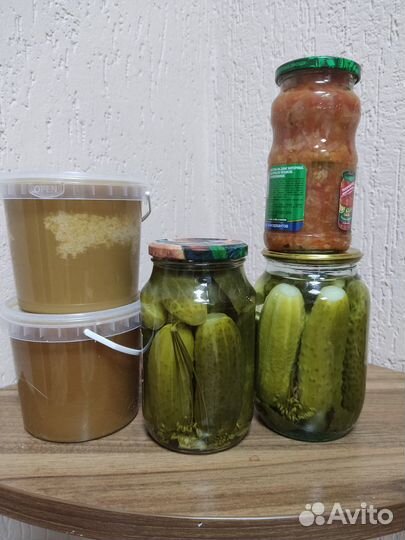 Домашние заготовки. Мёд. Огурцы, помидоры