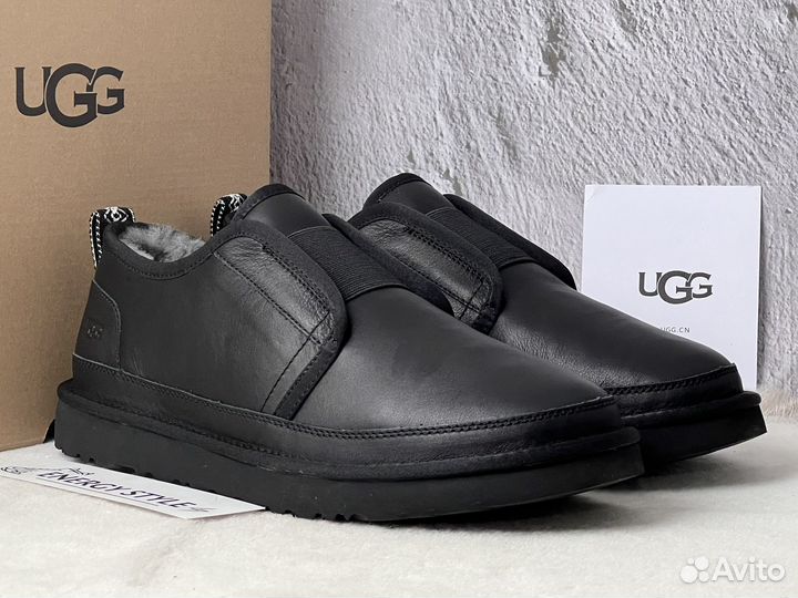 Ботинки Ugg Mens Slippers Flex Leather Black 47-48