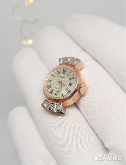 Золотые часы Чайка 583 СССР с бриллиантами