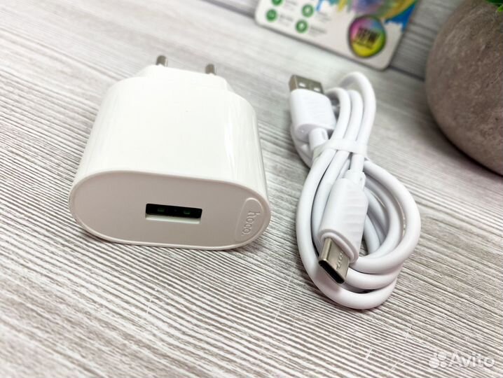Комплект адаптер и кабель hoco (microUSB, type-С)