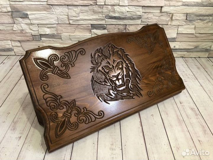 Нарды резные Лев с узором