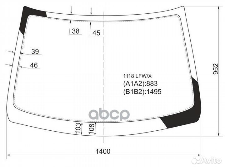 Стекло лобовое LADA Kalina 04-18 / Kalina Cross