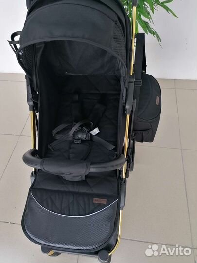 Новая коляска Babalo 2022 (Black/на золотой раме)