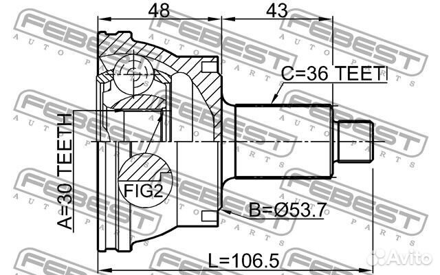 Шрус наружный 30x52x36