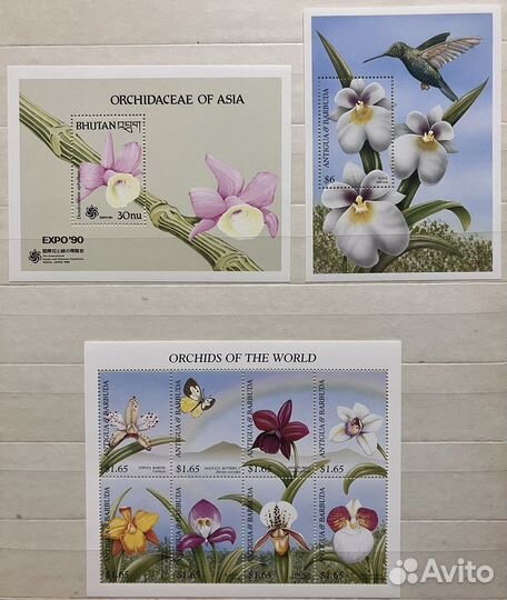 Марки Флора Цветы Грибы Орхидеи