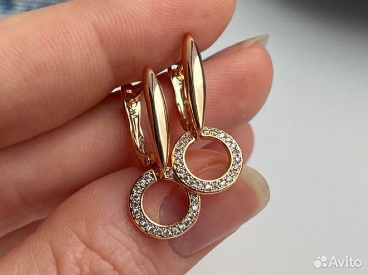 Серьги Cartier с цирконами, покрытие золото