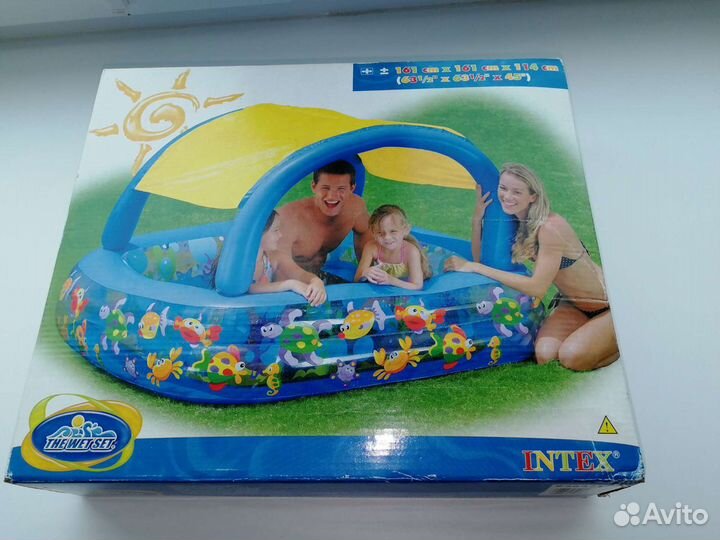 Детский надувной бассейн Рыбки с навесом