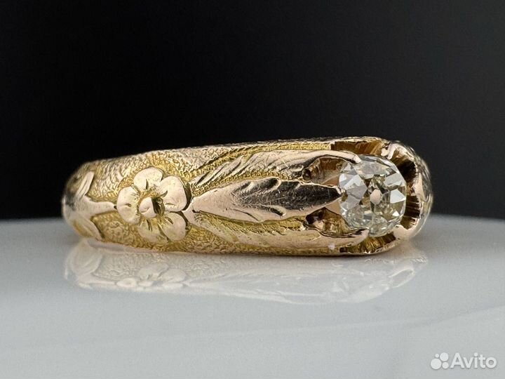 Старинное золотое кольцо Бриллиант 0.25