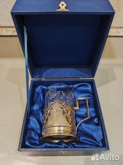 Подстаканник серебро 875 Виноград 1955 г амю5