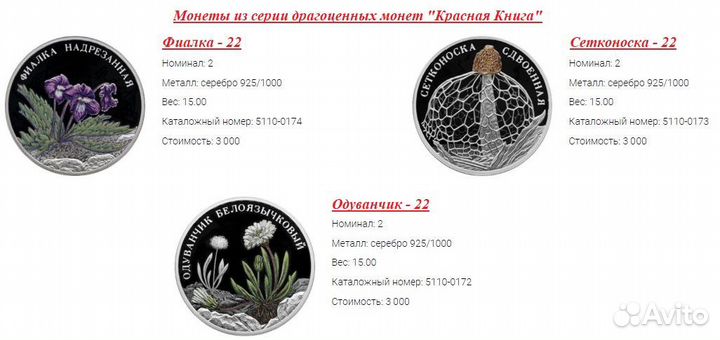 Монеты Красная Книга 2022