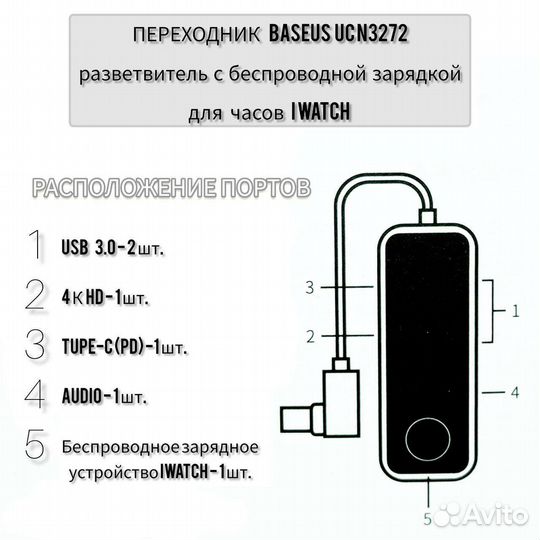 Разветвитель с беспроводной зарядкой для iwatch