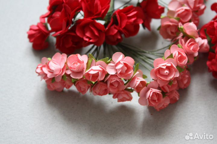 Бумажные цветы для скрaпбукинга Mини розы цветы