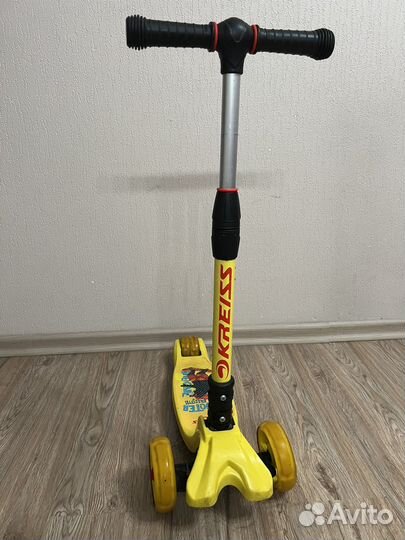 Самокат трехколесный kreiss premium желтый