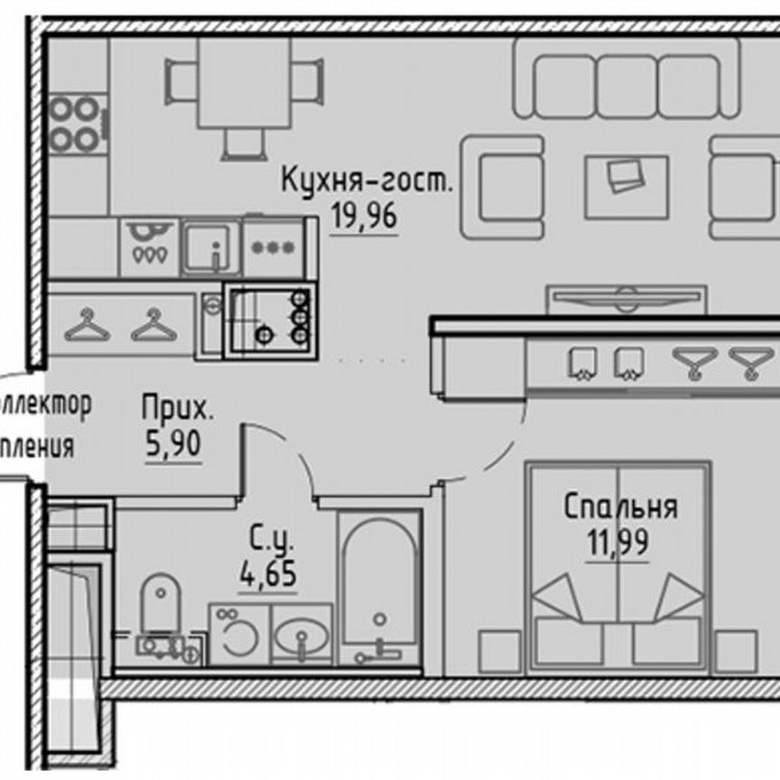 1-к. квартира, 42,5 м², 4/10 эт.