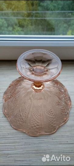 Цветное стекло СССР. Ваза на ножке, фруктовница