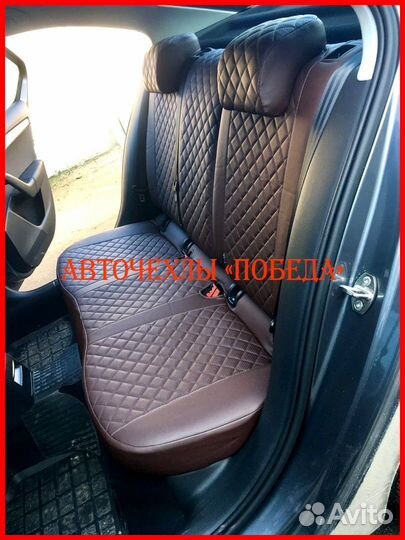 Чехлы Skoda Octavia A7 из экокожи шоколадные Ромб