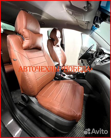 Чехлы Hyundai Tucson 3 из экокожи коричневые Класс