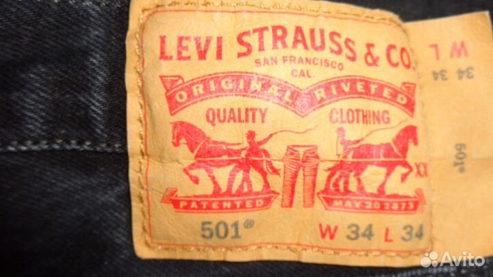 Мужские джинсы levis 501 черные W 34 L 34