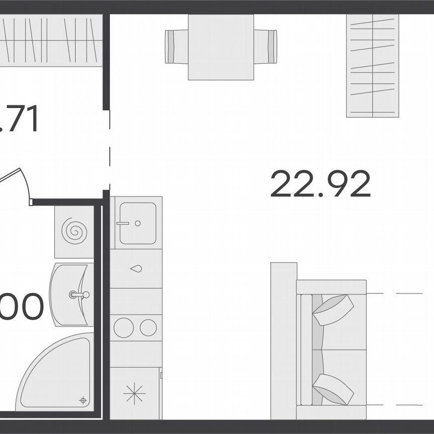 Квартира-студия, 31,6 м², 1/15 эт.