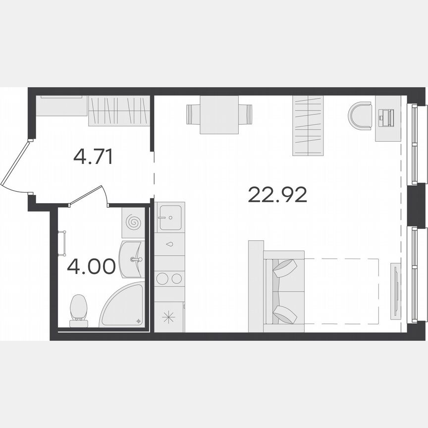 Квартира-студия, 31,6 м², 1/15 эт.