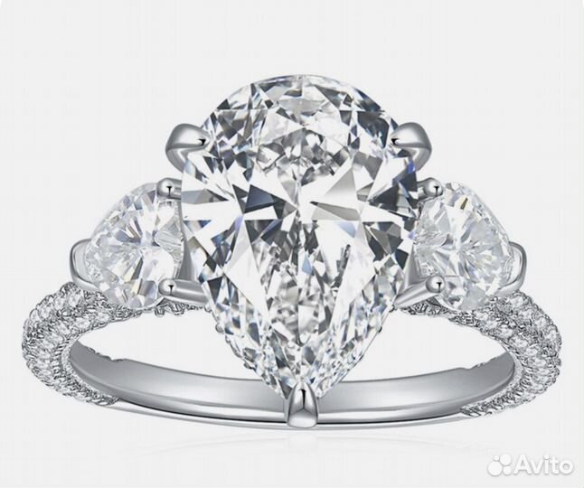Муассанит капля груша идеал кольцо серьги