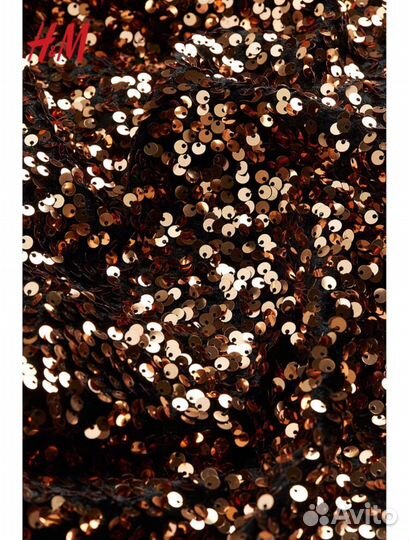 Платье золотое с пайетками женское H&M размер хл