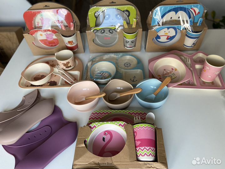 Детская силиконовая, бамбуковая посуда