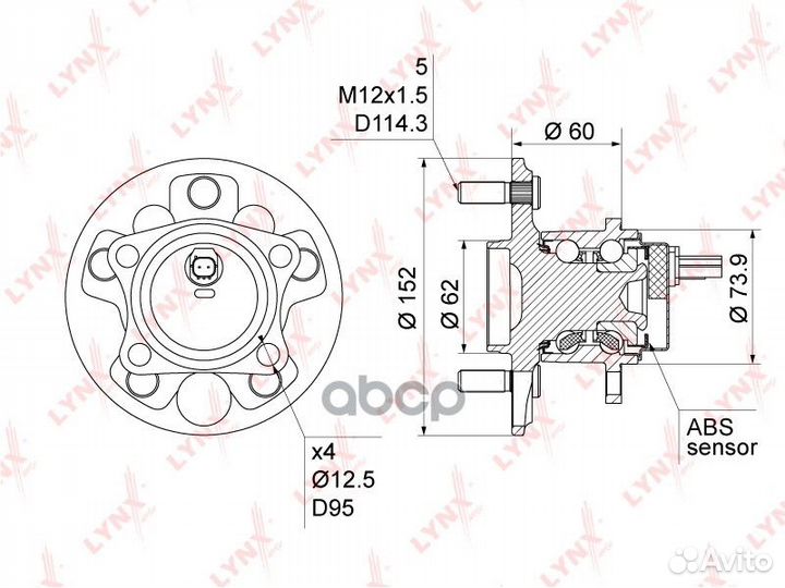 Ступица колеса зад прав/лев WH1042 lynxauto