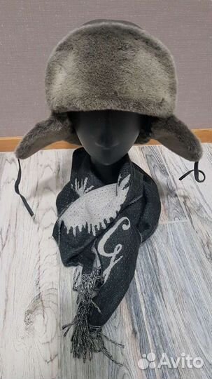 Шапка-ушанка женская, кожаная